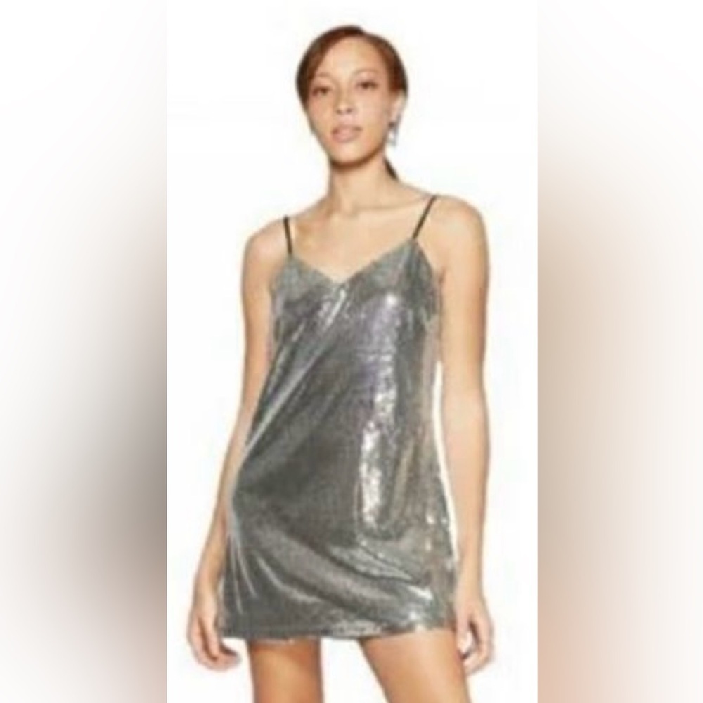 Wild Fable Silver Sequin Mini Dress Slip Dress Party Dress Size S Small NWT